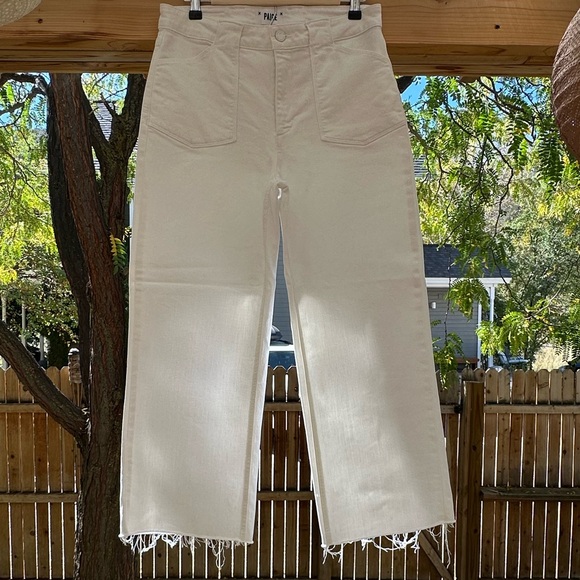 Paige Anthropologie Nellie White Frayed Hem Culottes Cropped Ankle Jeans sz 30 - Picture 6 of 16